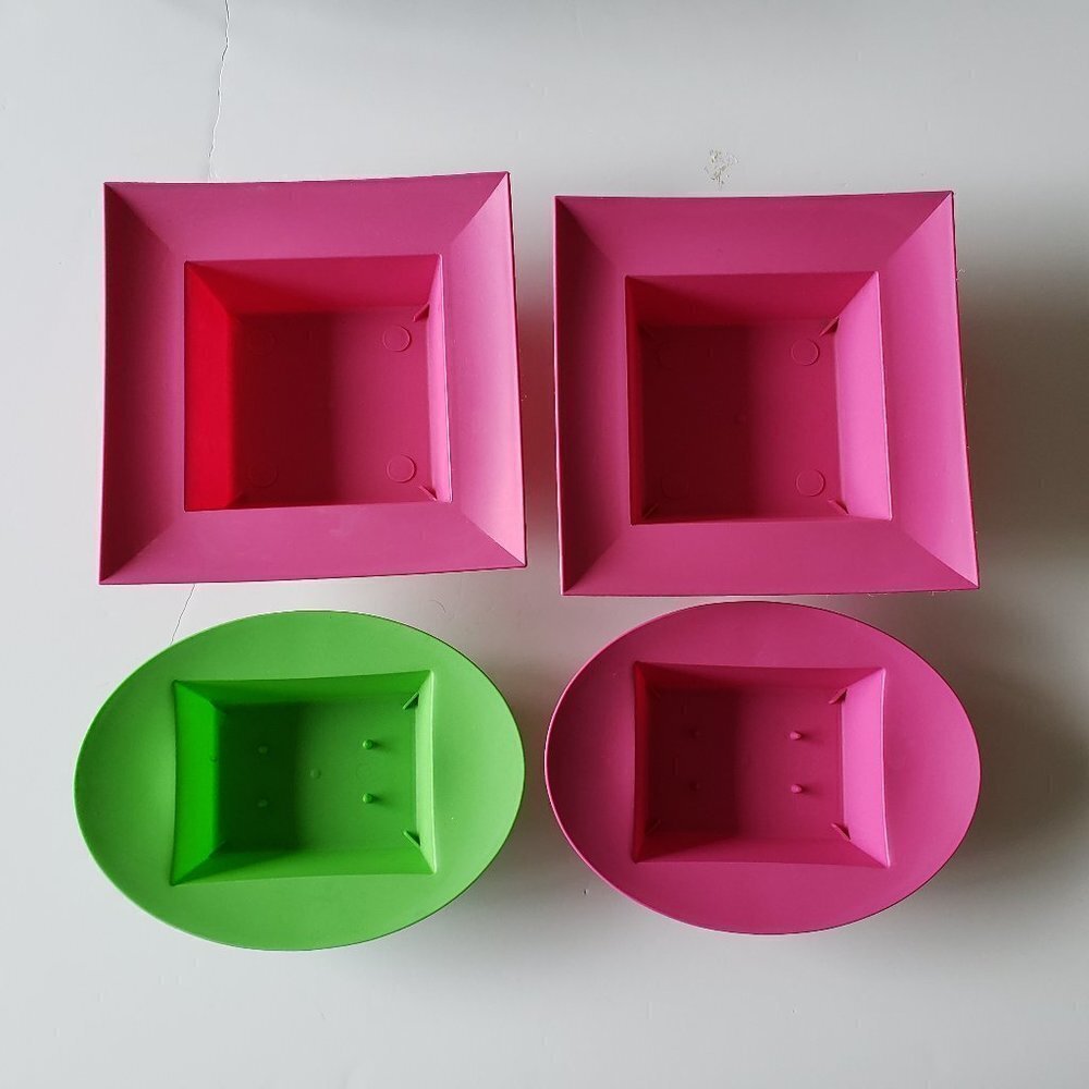 (Set of 4) Oasis ESSENTIALS Floral Vase Bowl Containers 3 Pink and 1 Green